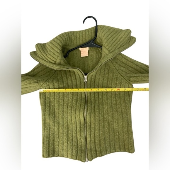 Y2k 100% Lambswool Mini Cropped Zip-up Sweater - Picture 7 of 8